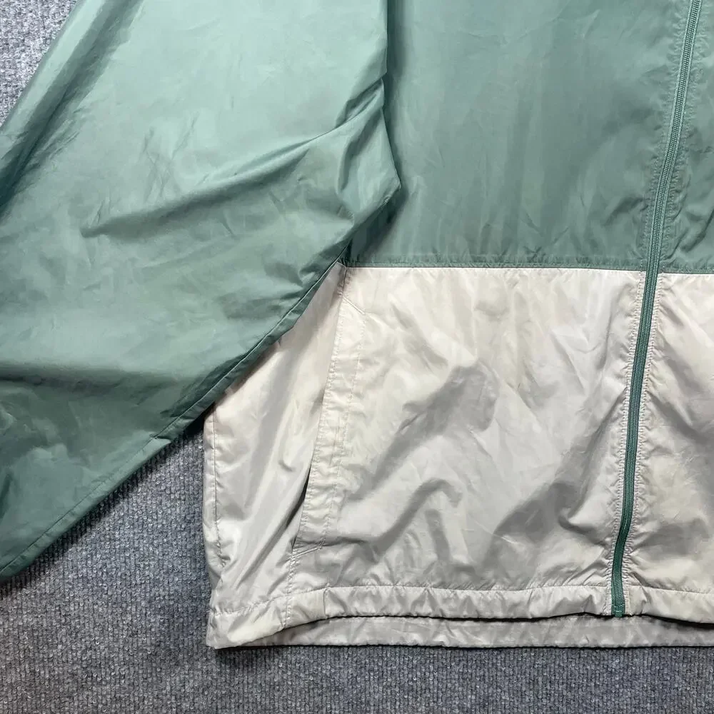 Columbia Windbreaker Jacket Men's XL Green/Beige Full Zip Hooded Light READ